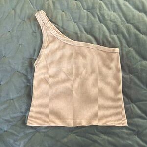 One-Shoulder Ribbed Pink Top
